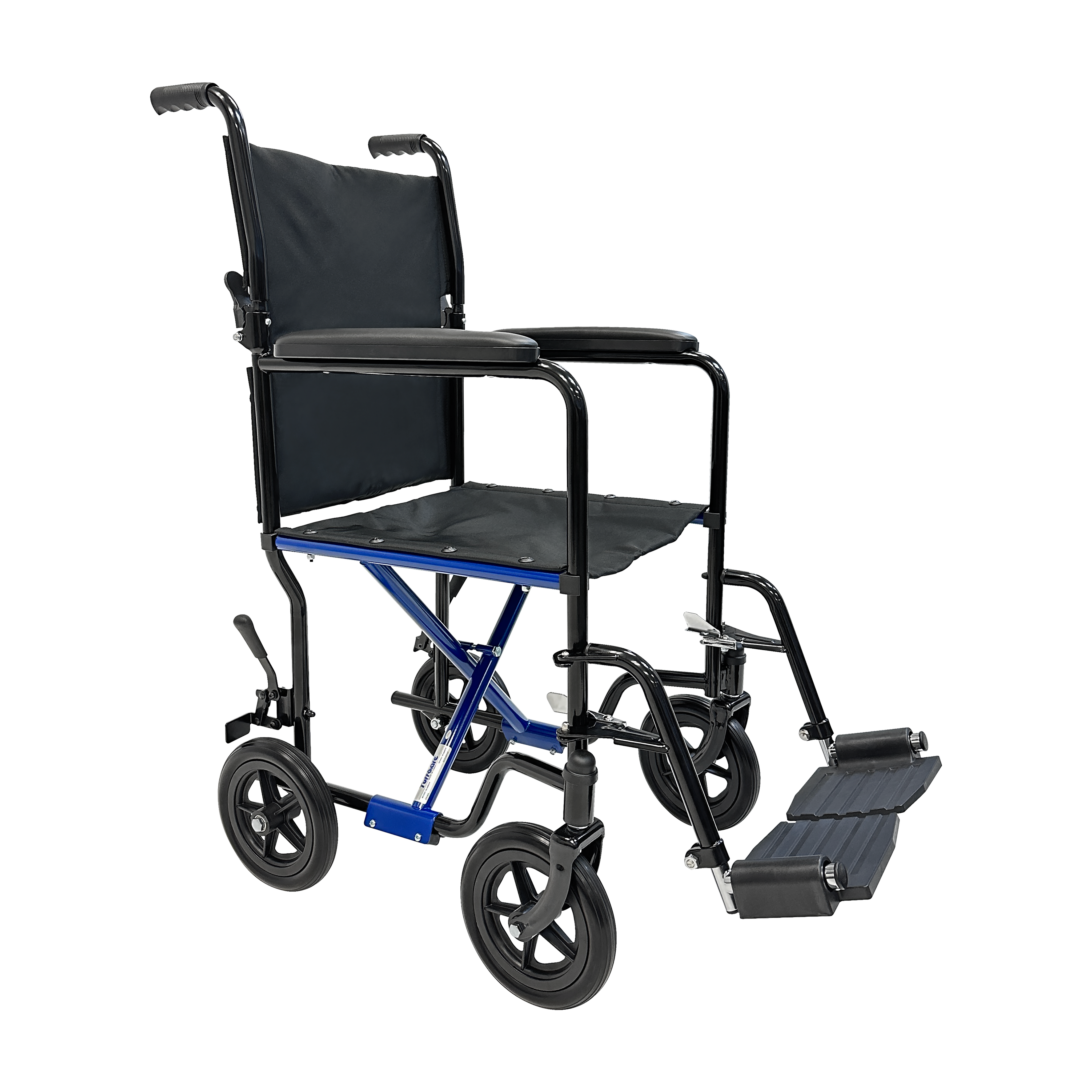 Lightweight, foldable portable wheelchair designed for easy transportability and compact storage.