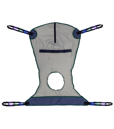 Tuffcare universal breathable mesh patient lift sling, quick-dry polyester with 600 lb bariatric capacity, back view.