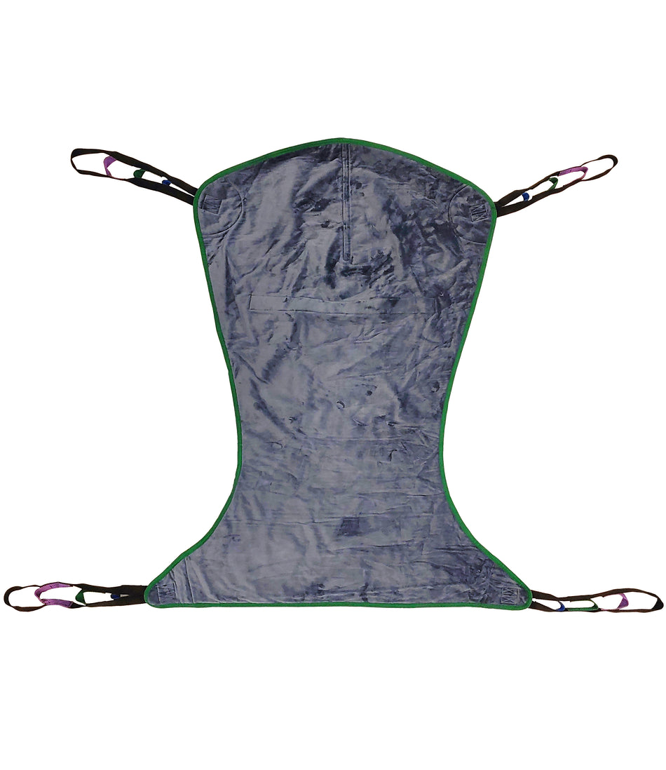 Tuffcare universal 3-layer padded full body patient lift sling with T-bar compatibility and 600 lb weight capacity, front view.