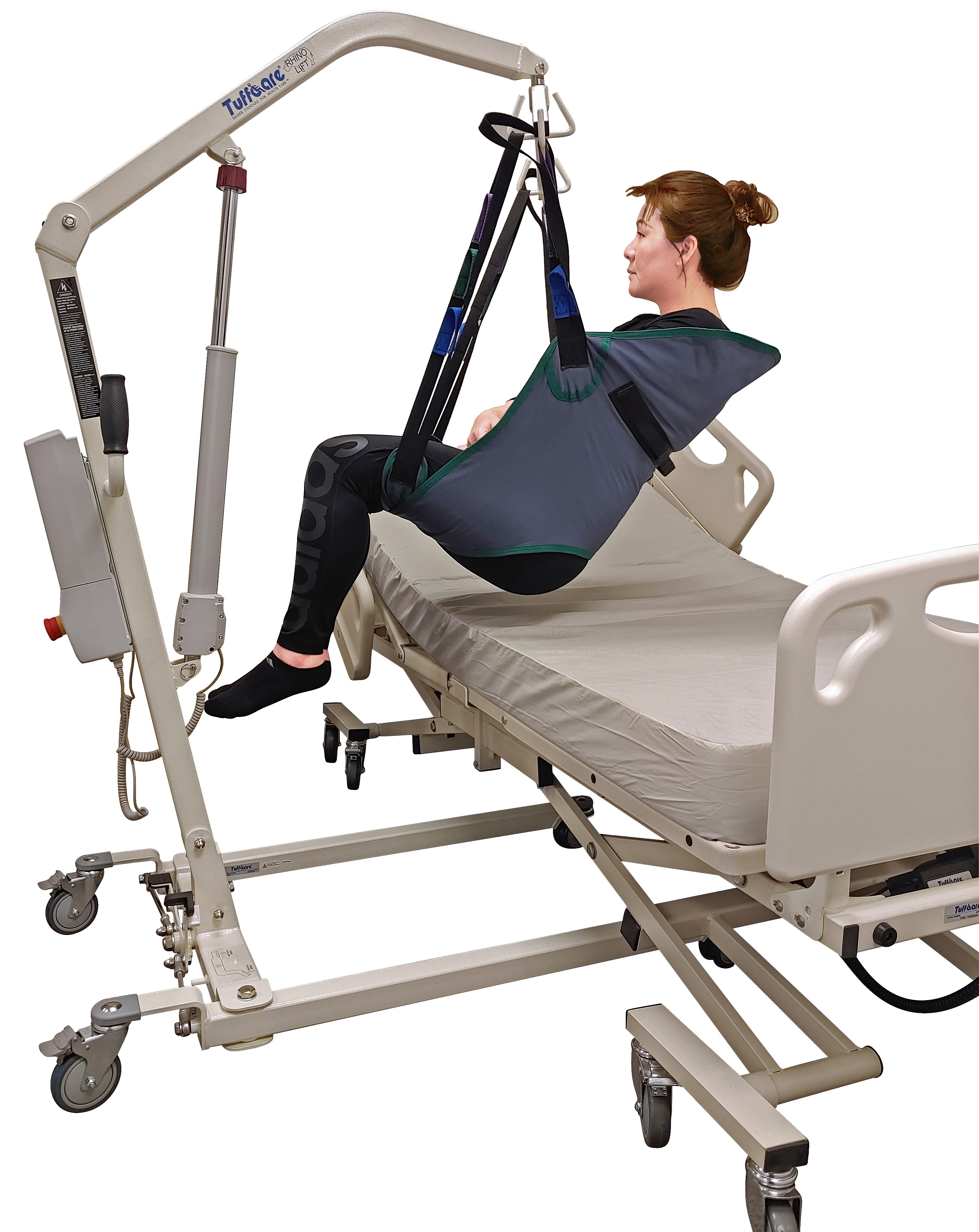 Tuffcare universal padded full body patient lift sling lifting patient.